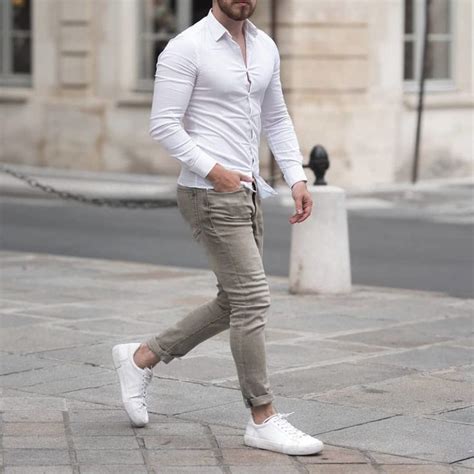 white sneaker outfits men's|men's classic white sneakers.